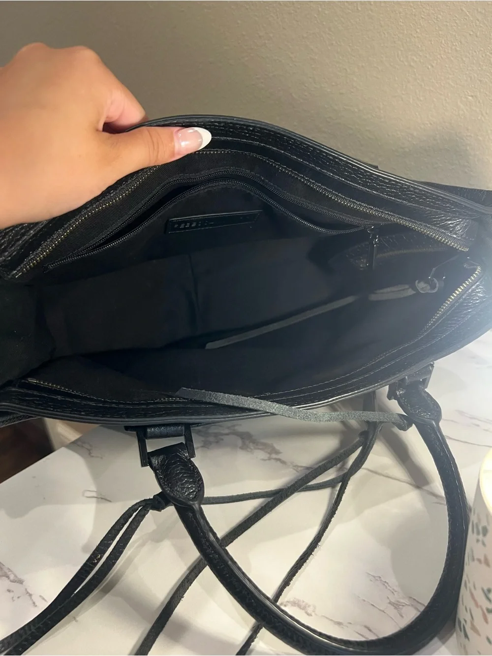 Rebecca Minkoff Regan Satchel in Black Pebbled Leather Silver Hardware Crossbody